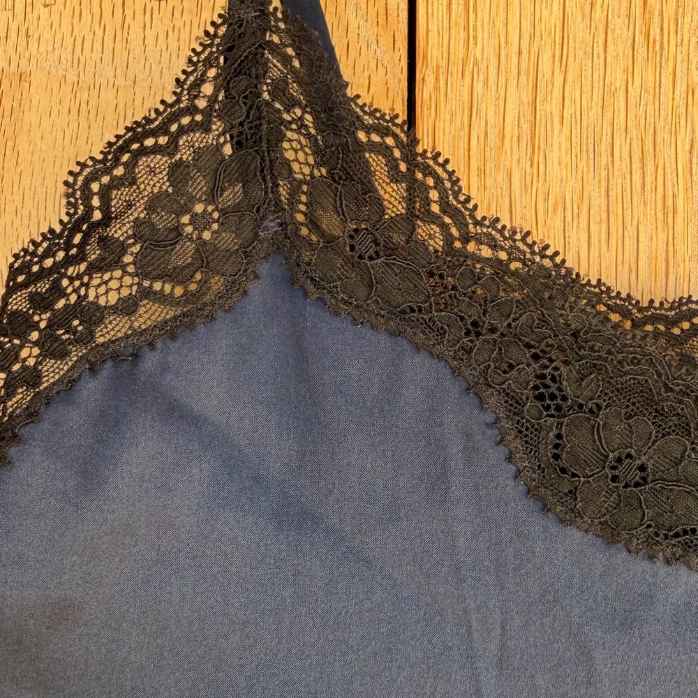 VANNINA VESPERINI Paris Midnight Blue Camisole with Black Lace. - Picture 2 of 5